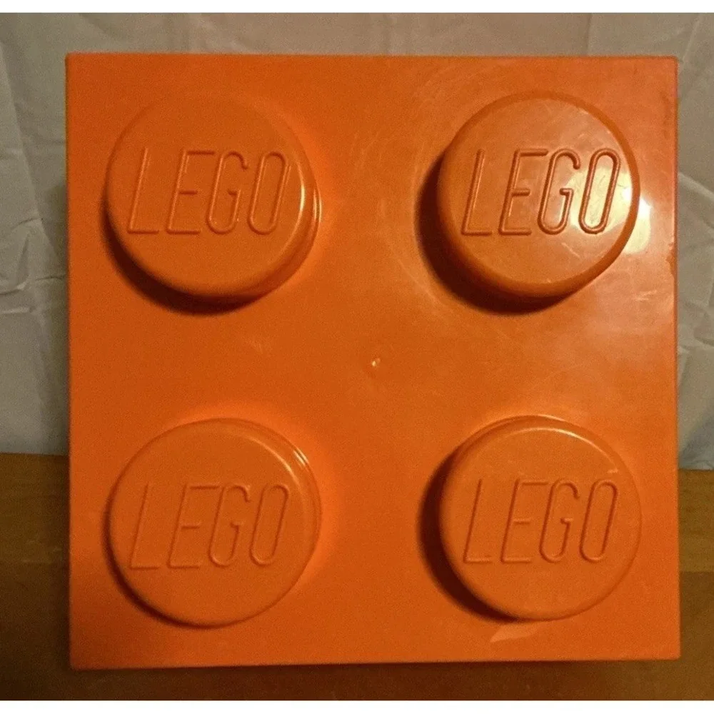 Lego Orange Brick Cube Orange  4 Stud Stackable Storage Box